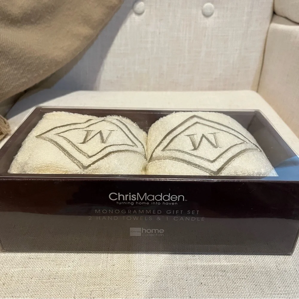 Monogrammed Towel and Dispenser Set